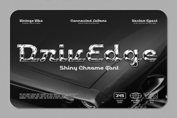 Drivedge: A Bold Chrome Font for Creative Branding